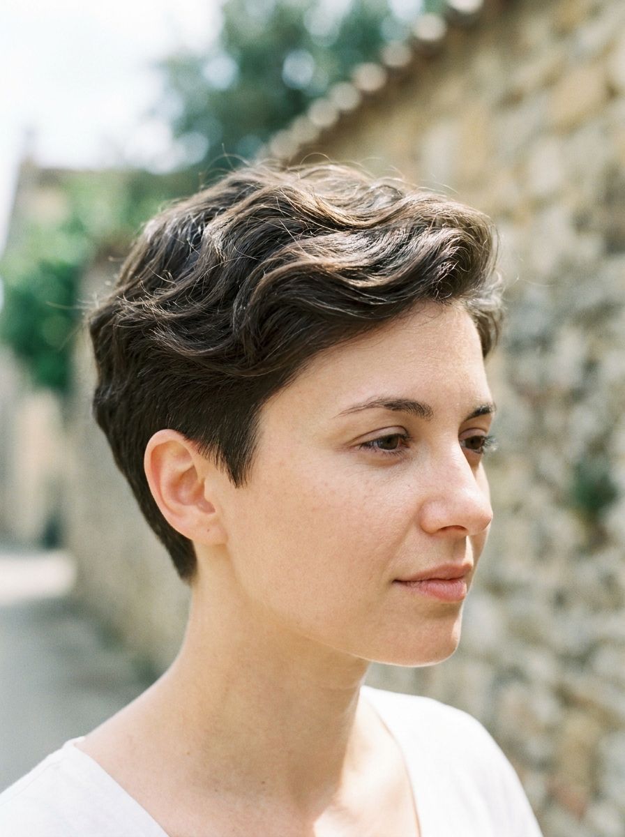 Kurzhaarfrisur mit langem Deckhaar und weichen Wellen - Kurzhaarfrisuren mit langem Deckhaar